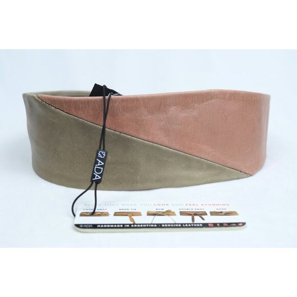 Ada Accessories - ADA Boho Lagenlook Western Pink Taupe Colorblock Distress Leather Wrap Belt NWT